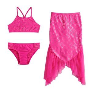 Girls 6x SO® Mermaid Shine Bikini Swimset Pink